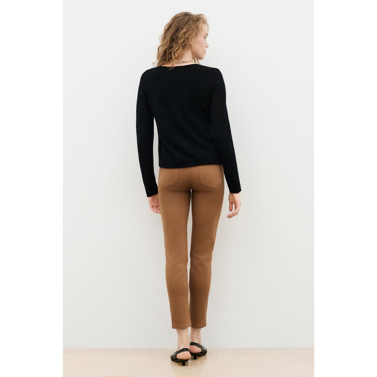 Pull droit col tunisien cachemire MSALLY noir, CAROLL