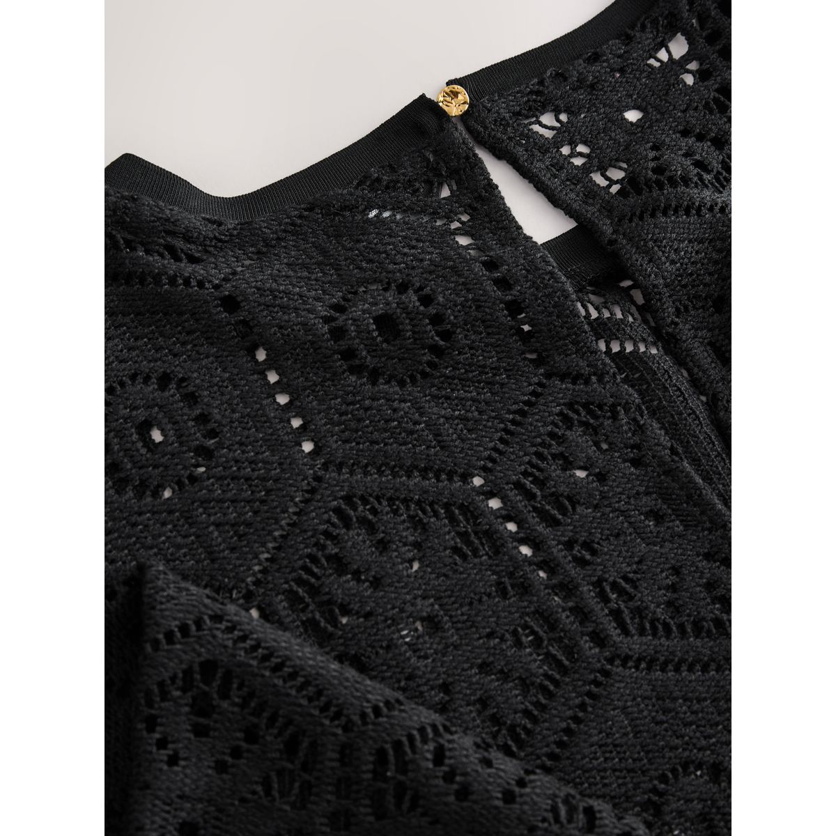 Haut à manches longues au crochet noir, NEXT