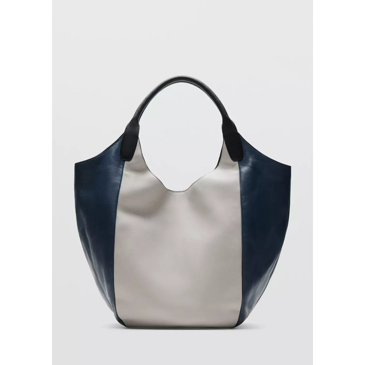 Sac en cuir porté épaule bicolore noir, MANGO