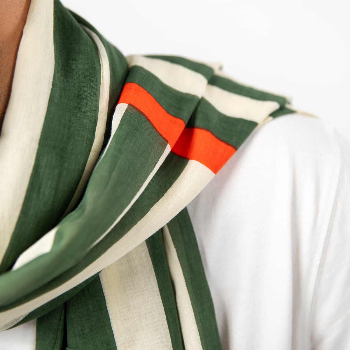 Foulard en coton biologique vert, orange et blanc, BILLYBELT