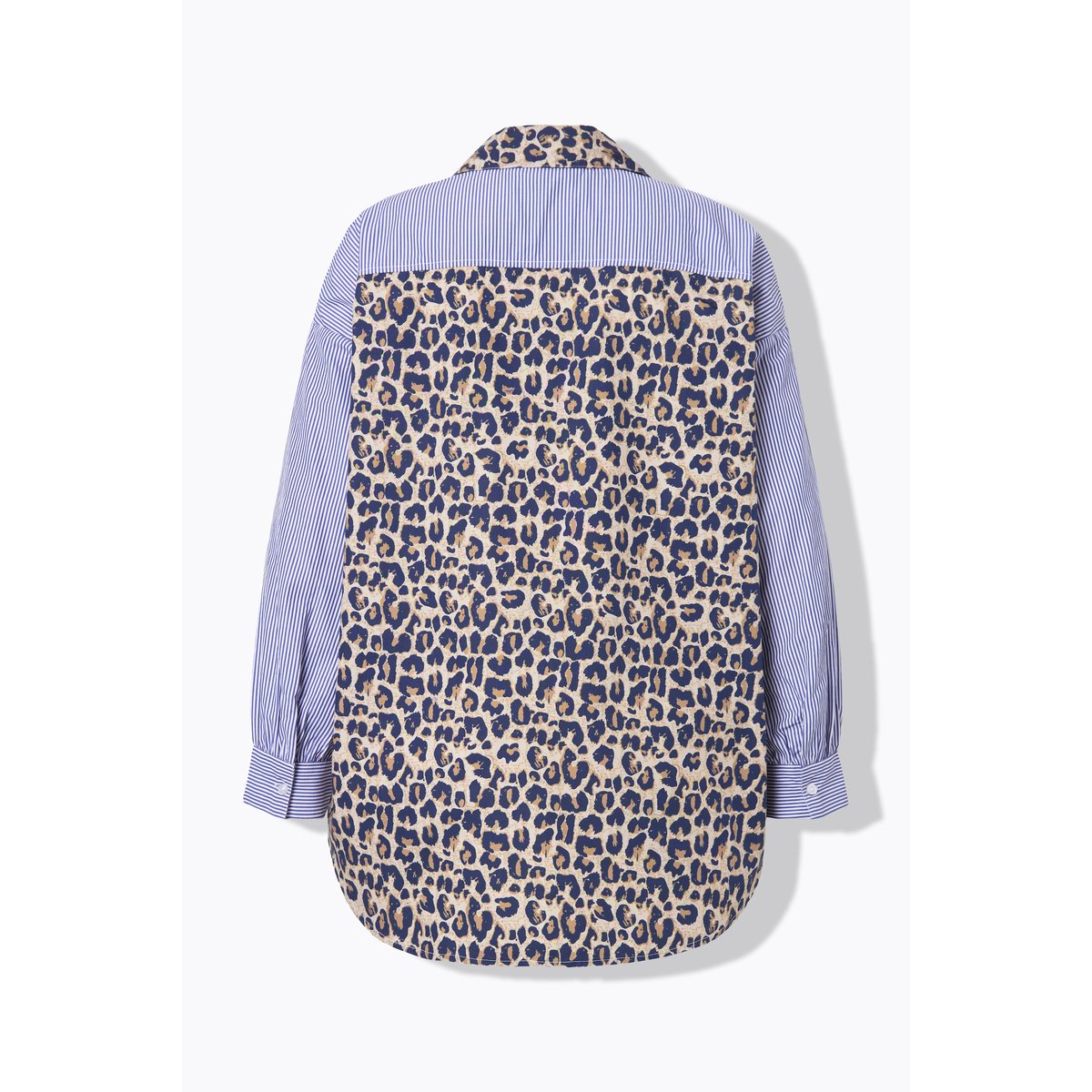 Chemisier oversize, imprimé léopard/rayures bleu foncé, STUDIO UNTOLD