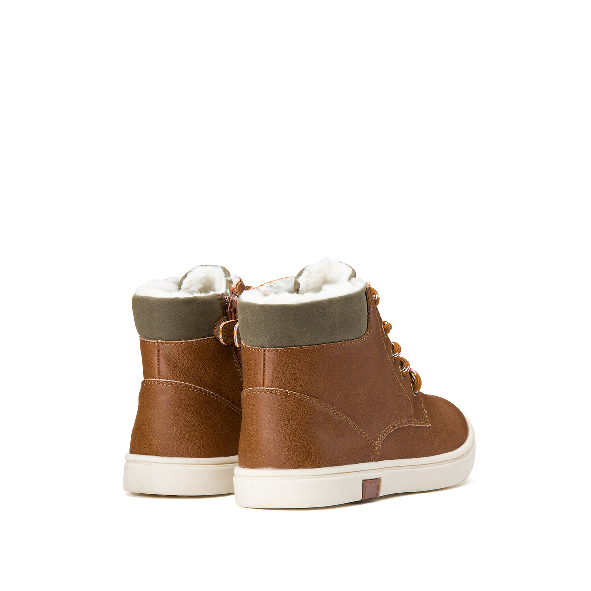 Bottines fourrées zippées et à lacets camel, LA REDOUTE COLLECTIONS