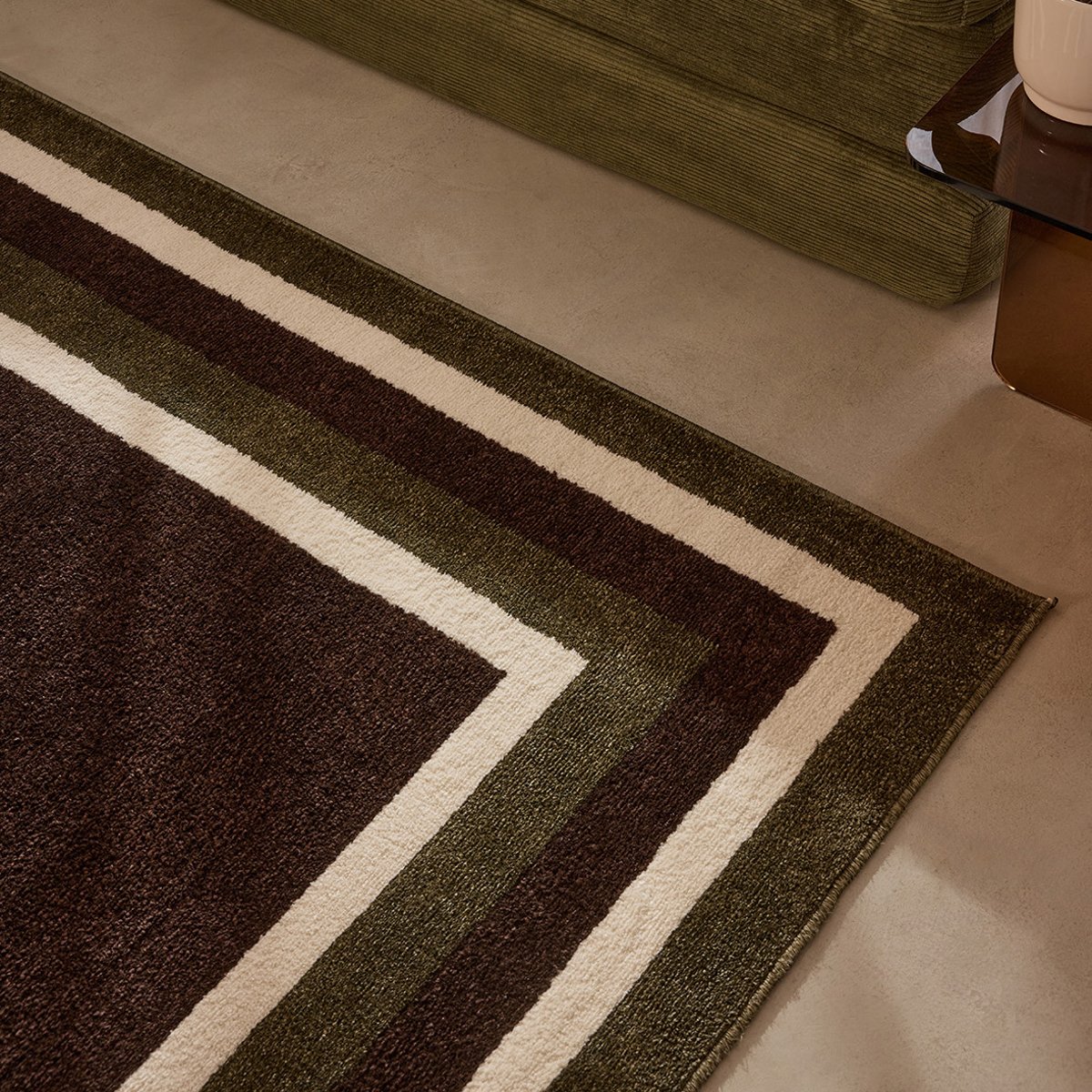 Tapis intérieur graphique rayé SANTAL marron, NAZAR RUGS