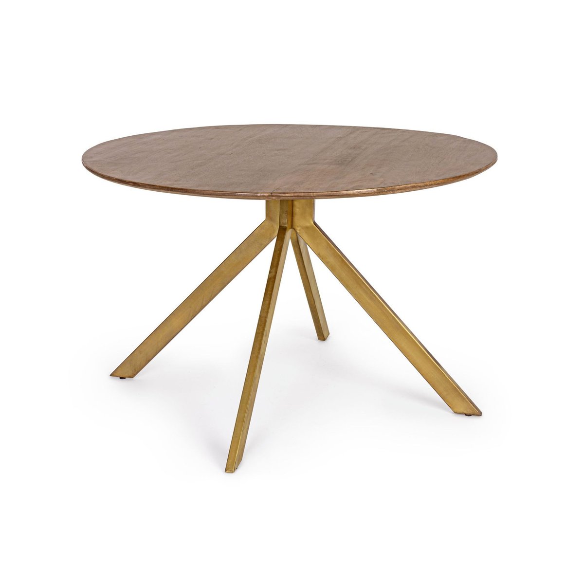 Table à manger ronde en manguier et pied laqué laiton L120 - RINGO bois foncé, HELLIN, DEPUIS 1862