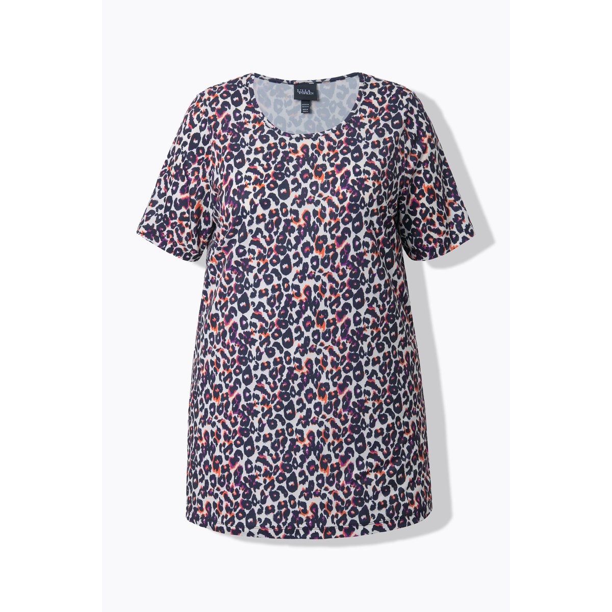 T-shirt long dans un imprimé léopard mastic foncé, ULLA POPKEN