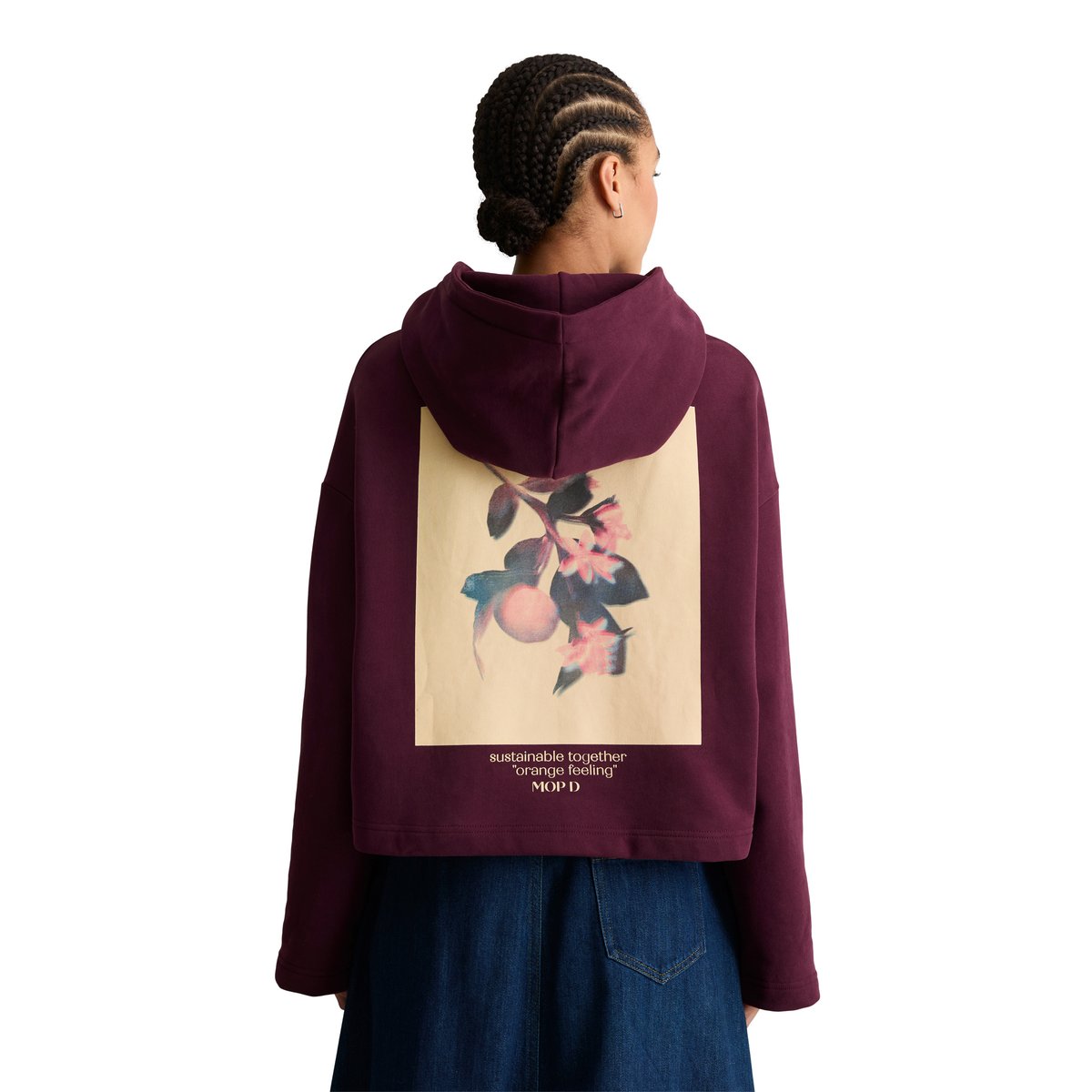 Sweat à capuche court en coton bio tout doux rouge, MARC O’POLO DENIM