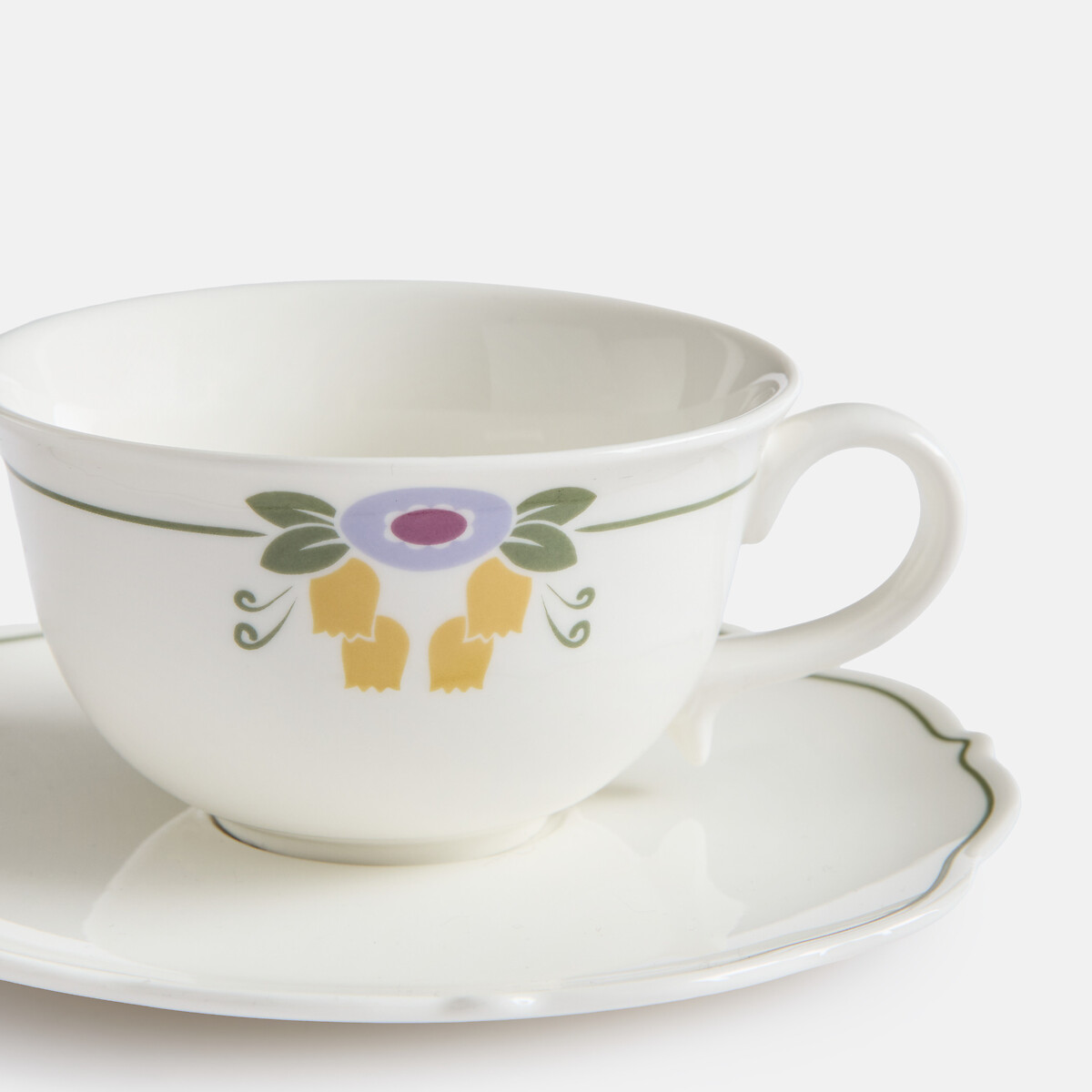 Lot de 4 tasses et sous-tasses au décor floral, en porcelaine, POPIE imprimé floral, LA REDOUTE INTERIEURS