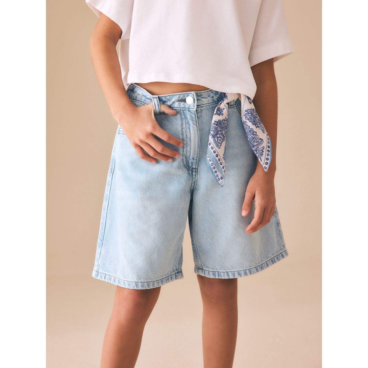 Short décontracté en denim bleu clair, NEXT