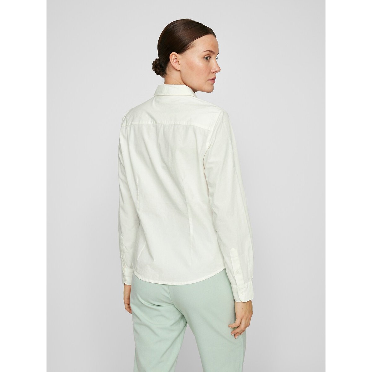 Long-Sleeved Fitted Shirt white, VILA