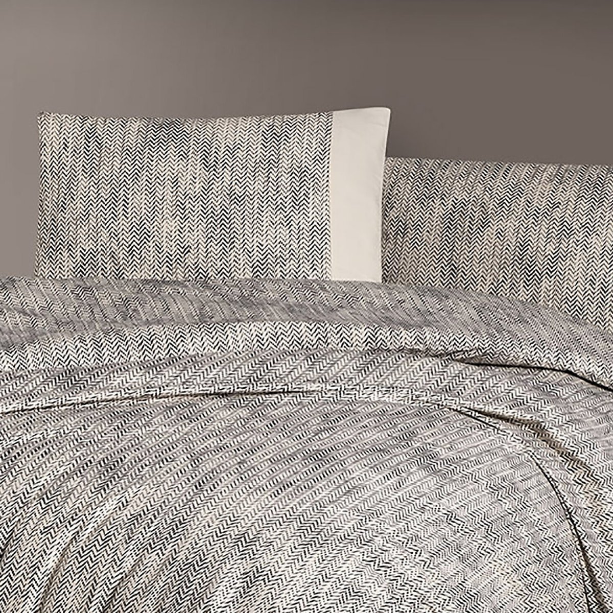 Parure housse de couette 100% coton imprimé "effect gris" multicolore, C DESIGN HOME TEXTILE
