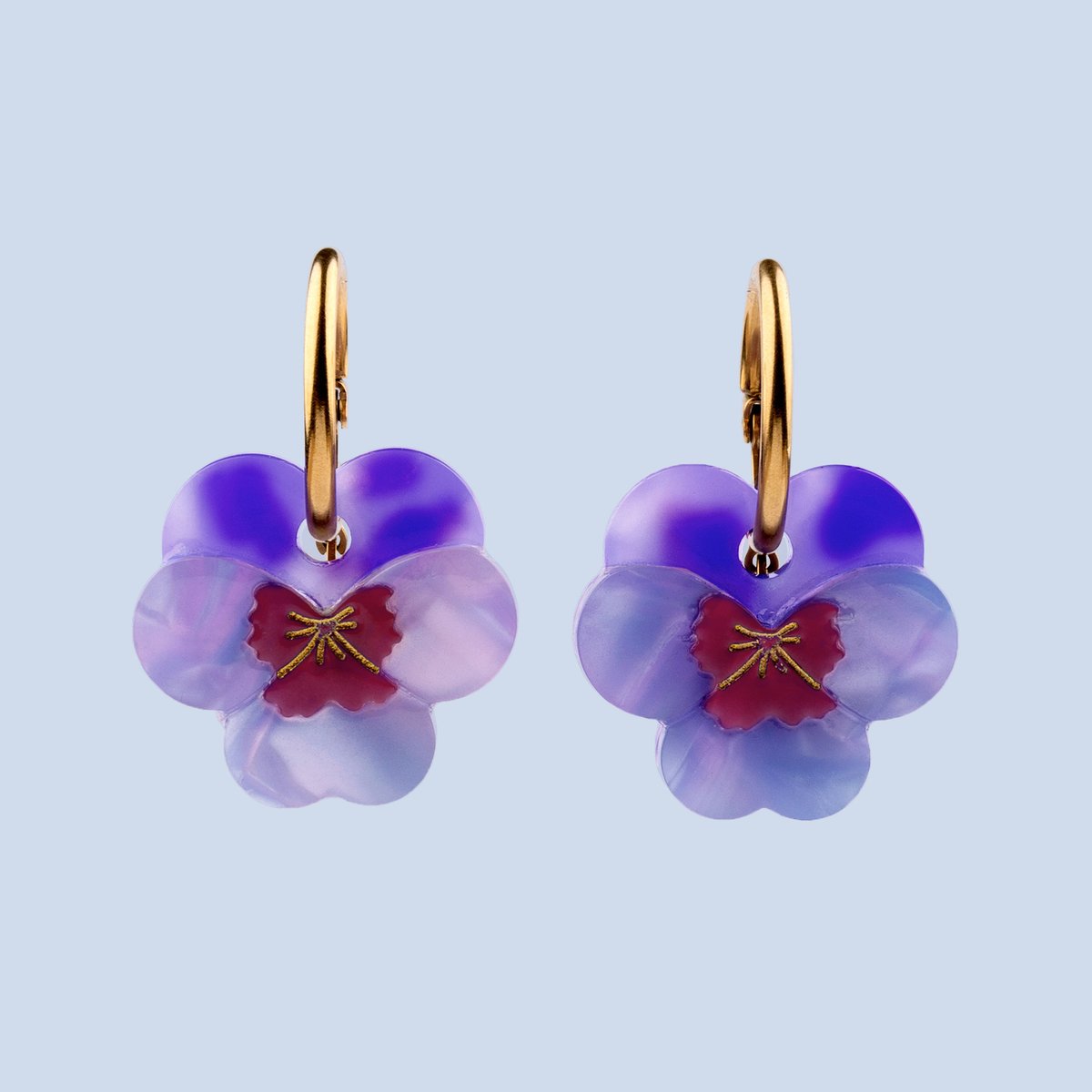 Boucles d'oreilles PENSEE violet nacré, COUCOU SUZETTE