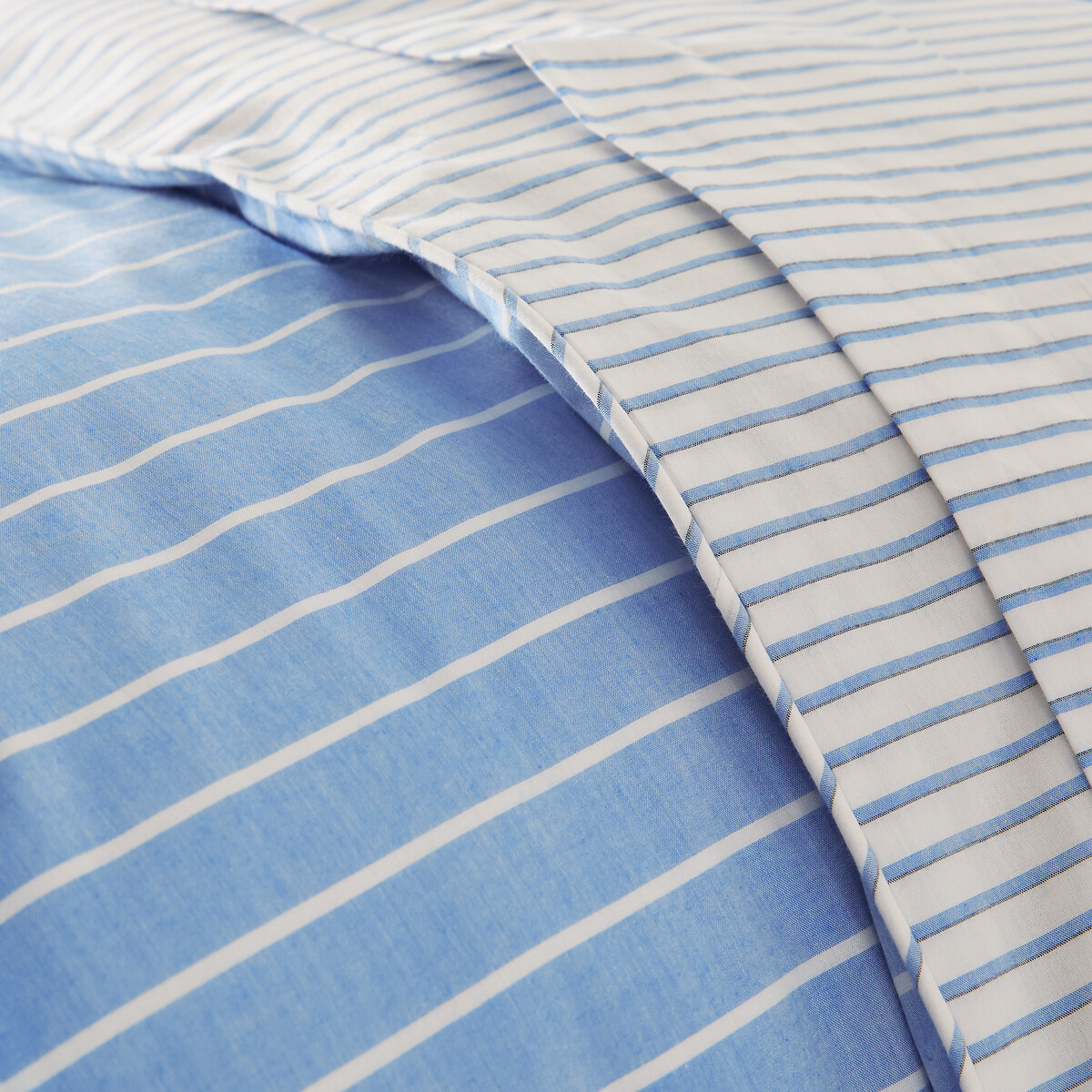 Housse de couette en percale de coton, Edward rayé bleu, LA REDOUTE INTERIEURS