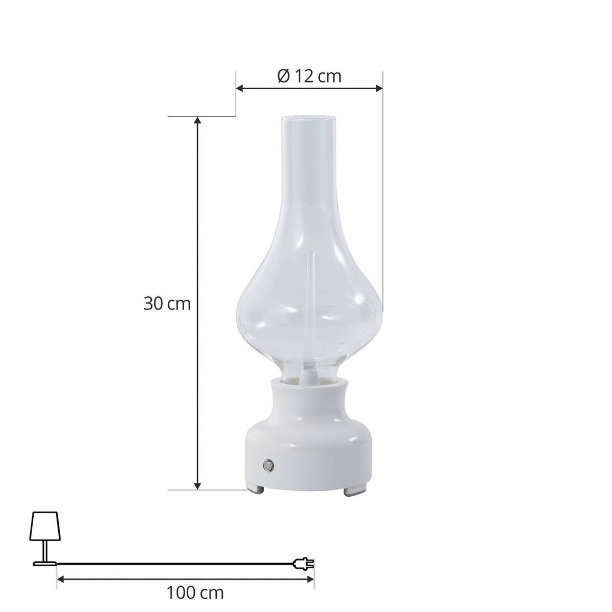 Lampe à poser en verre industrielLED clair, crème, LINDBY
