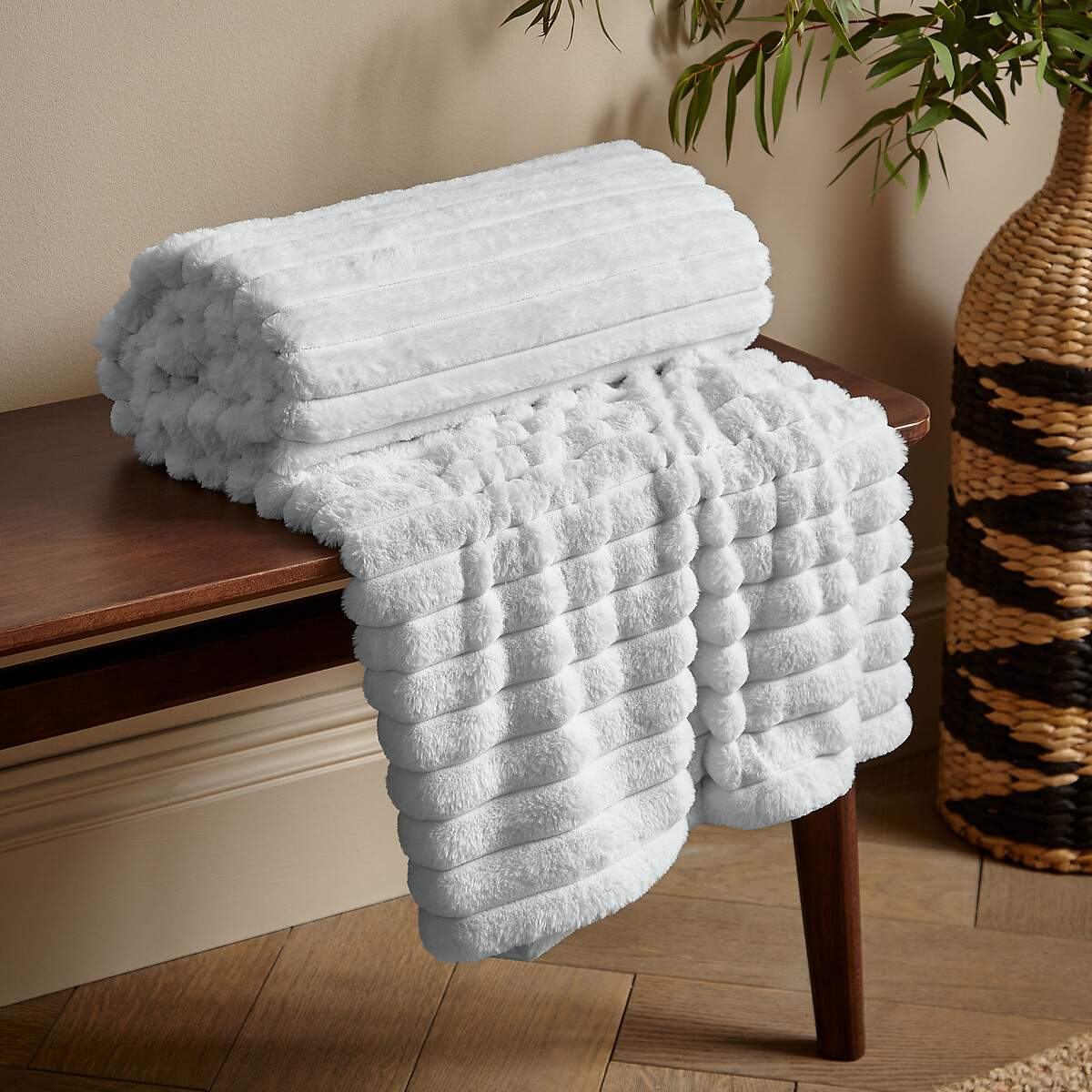Cosy Ribbed Throw grey, CATHERINE LANSFIELD