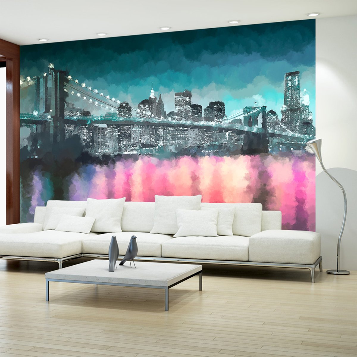 Papier peint intissé panoramique Ville et Architecture Painted New York bleu, EDEN