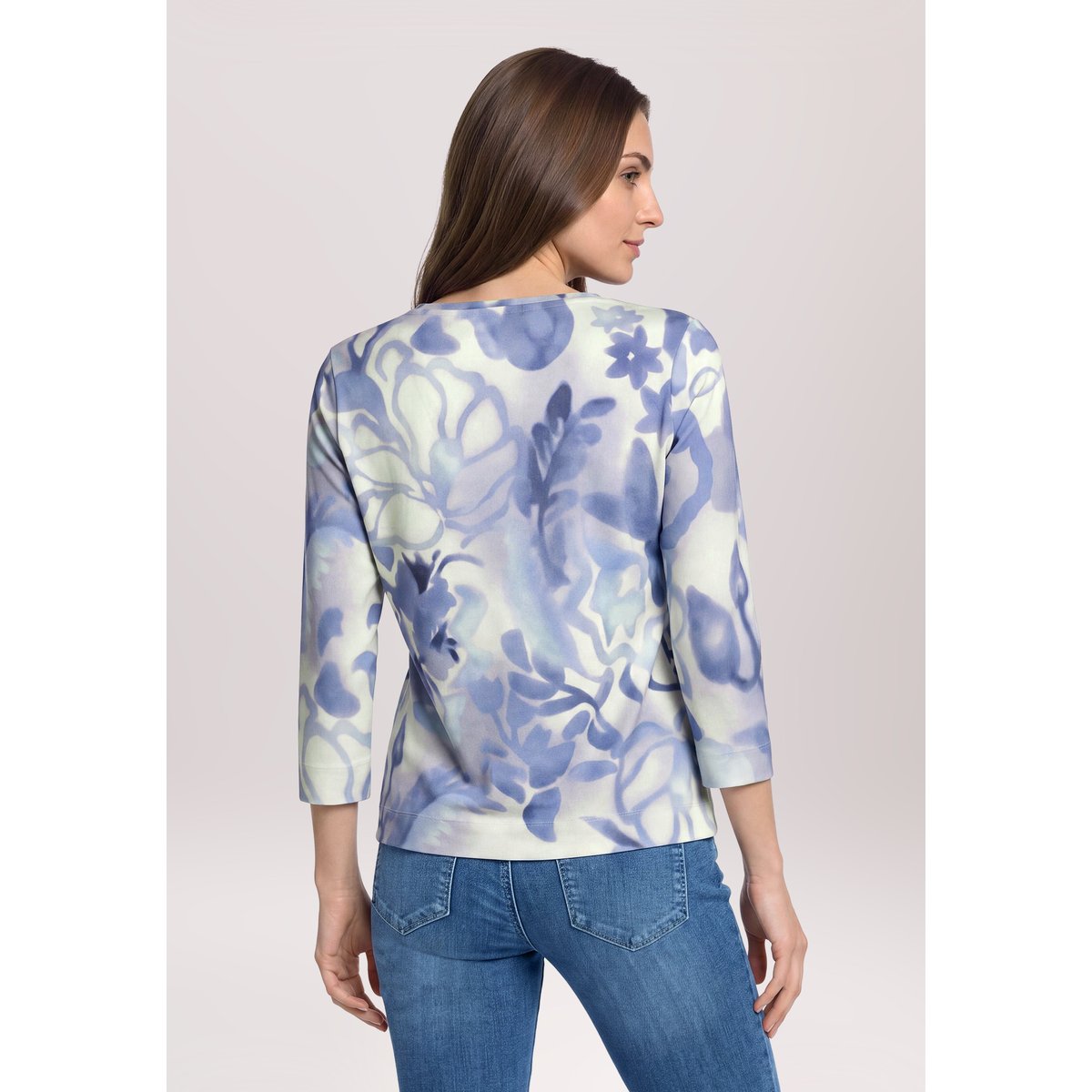 T-shirt basique à imprimé beige/bleu, BETTY BARCLAY