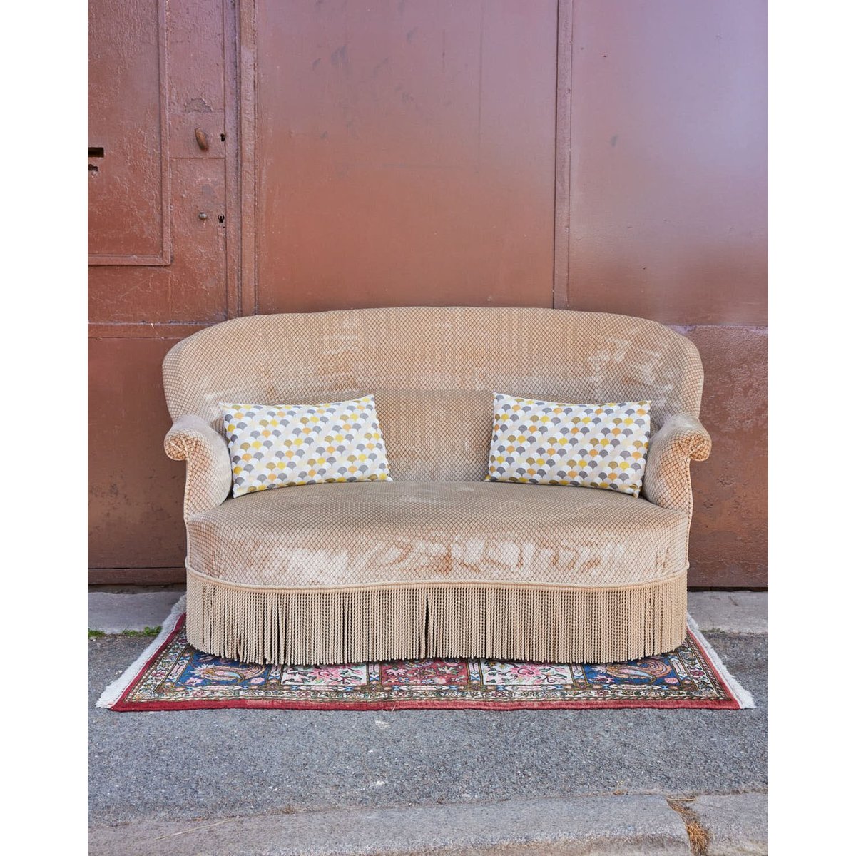 Banquette crapaud Martine N°51 - Bon état beige, DEBONGOUT