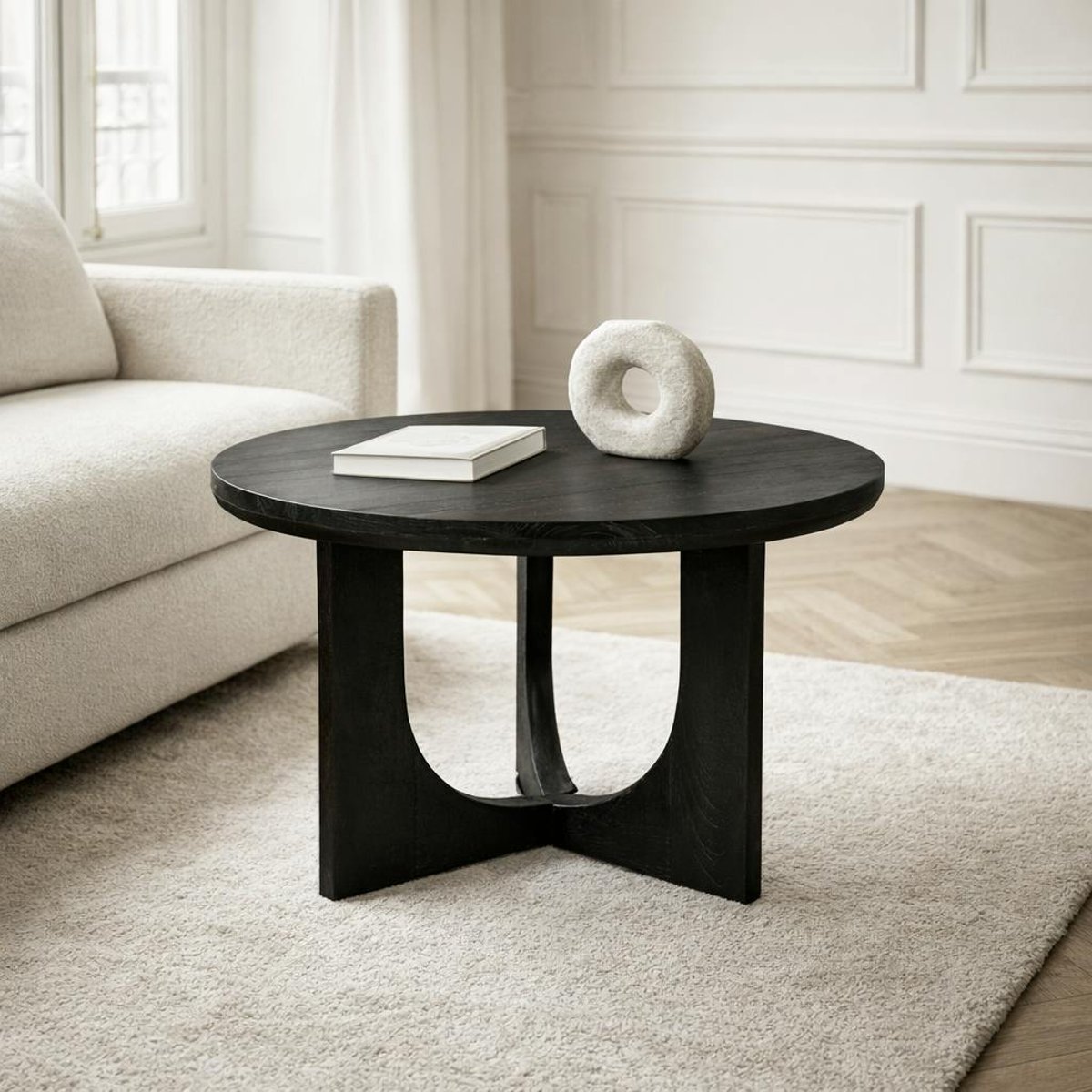 Table d'appoint noire à 3 pieds Ø60 cm ALMA noir, PIER IMPORT