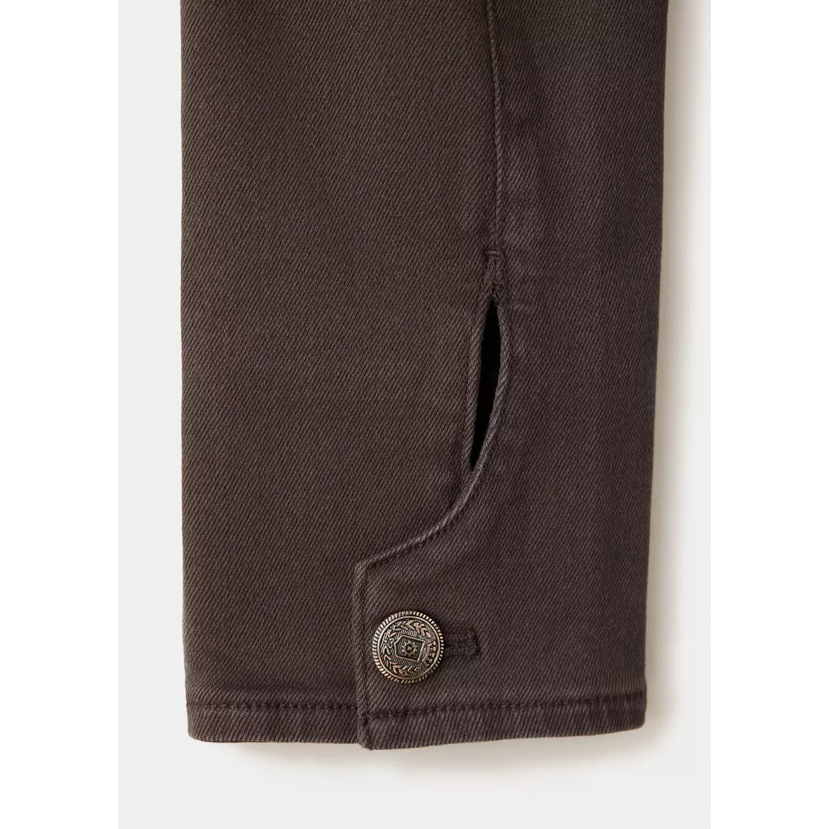 Veste denim col officier chocolat, MANGO