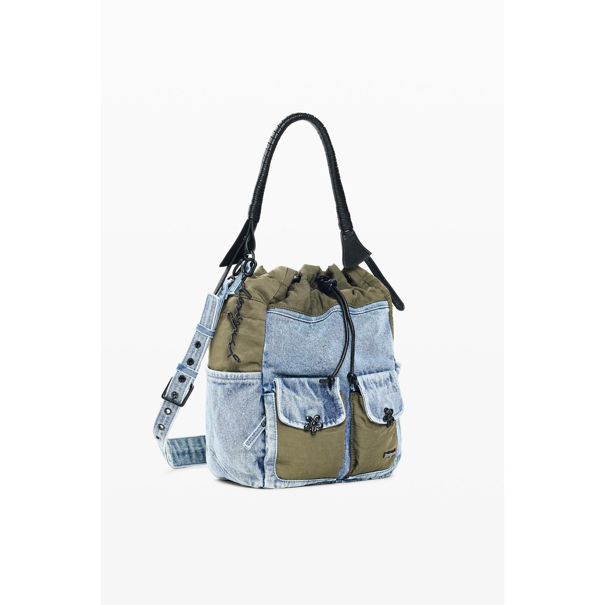 sac à dos moyen en denim combiné bleu clair, DESIGUAL