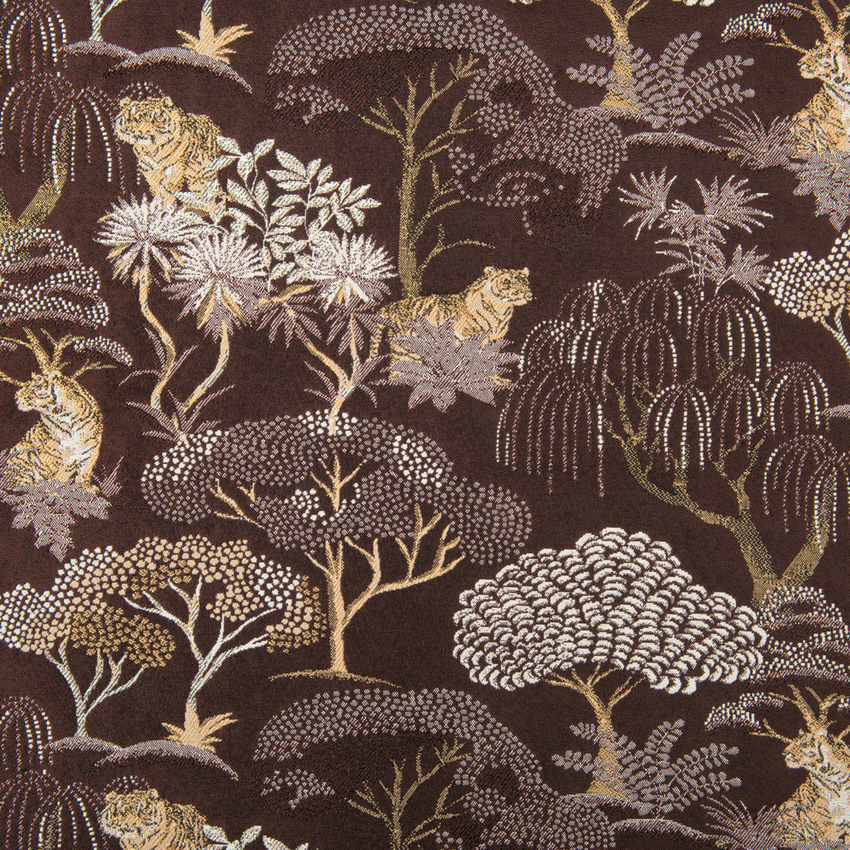 Rideau jacquard tamisant motif tigre japonisant marron, LINDER