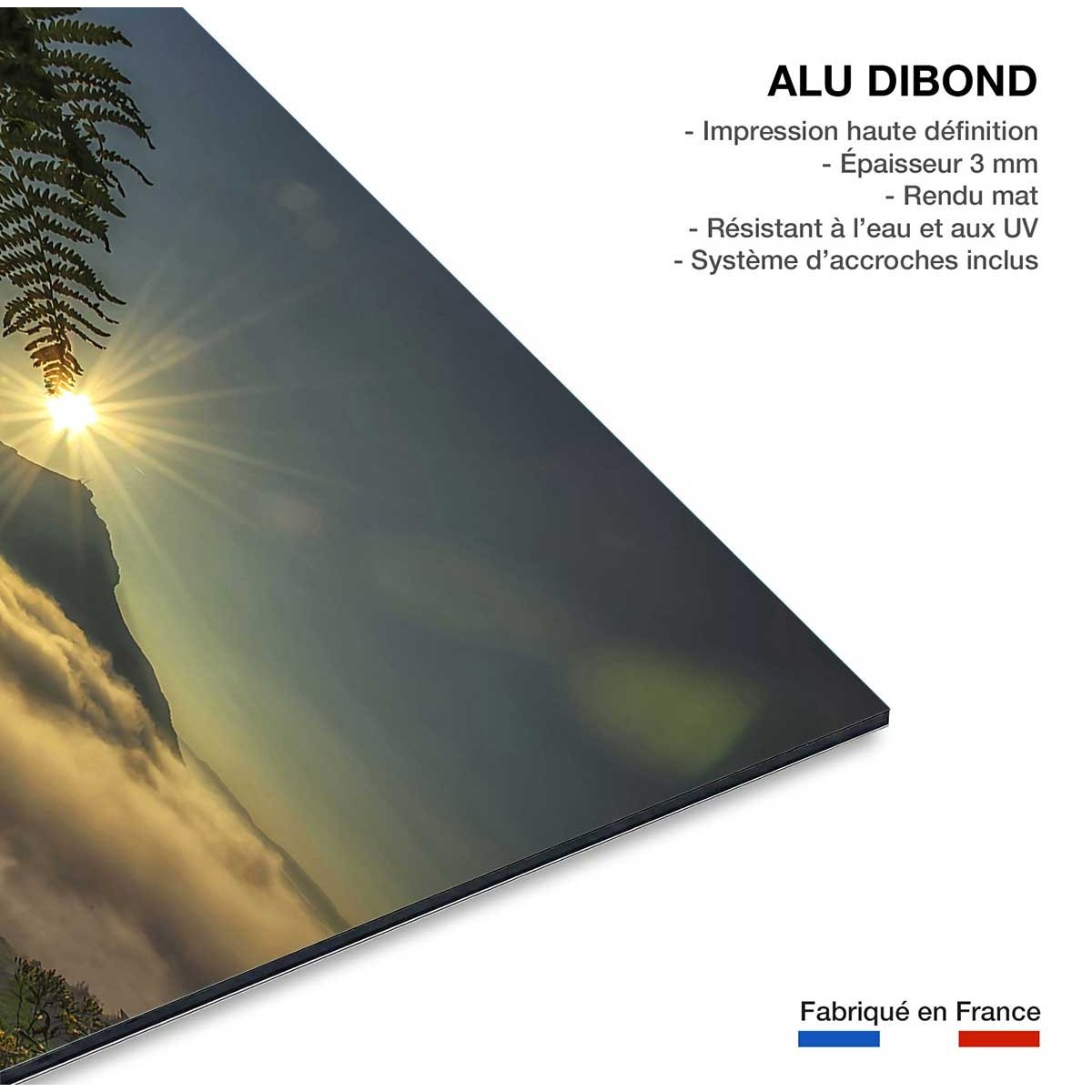 Tableau soleil sur la rhune tableau alu dibond, HEXOA