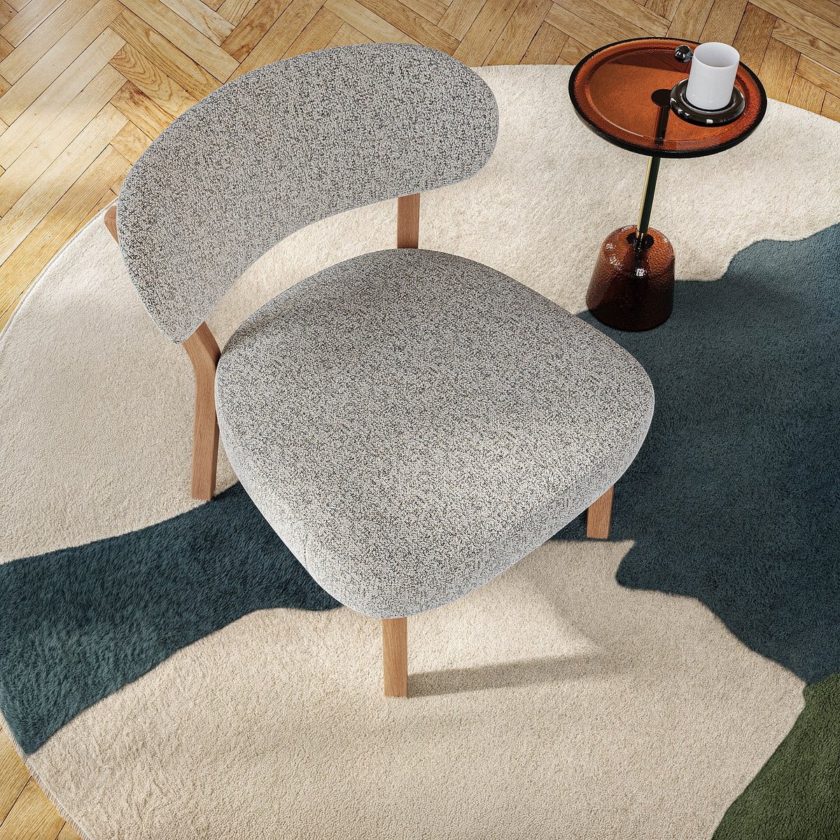 Fauteuil droit tissu MESTIA beige, HABITAT
