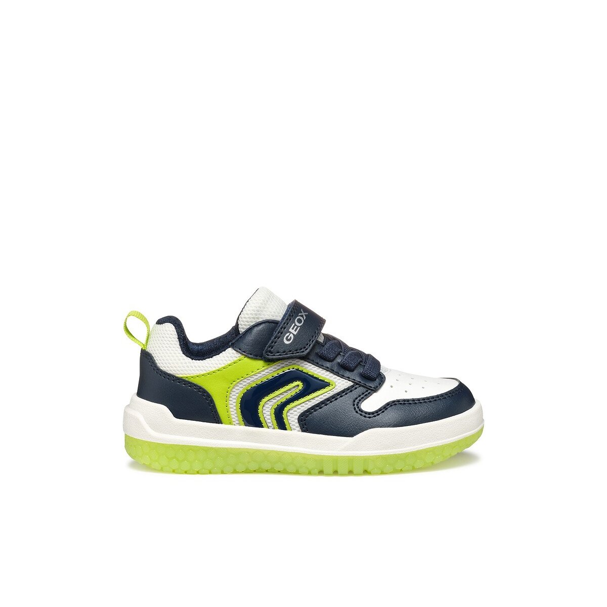 Kids Buzzerlight LED Breathable Trainers navy blue/yellow , GEOX