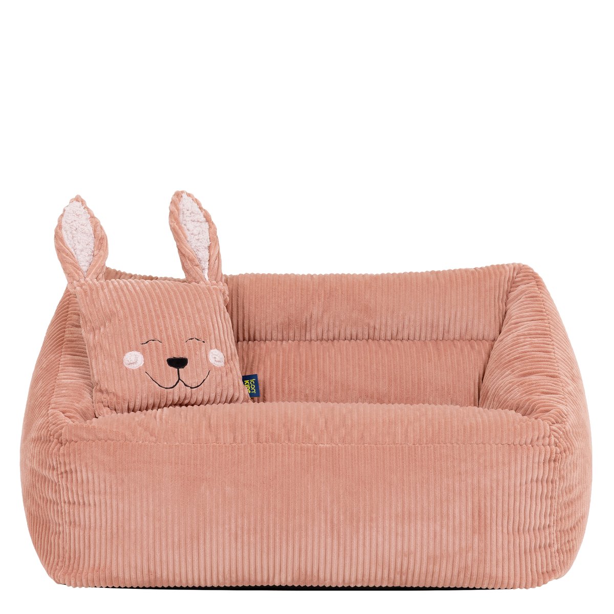 Pouf canapé enfant et coussin animal assorti en velours côtelé Oeko-Tex® - CECILIA rose aube, ICON