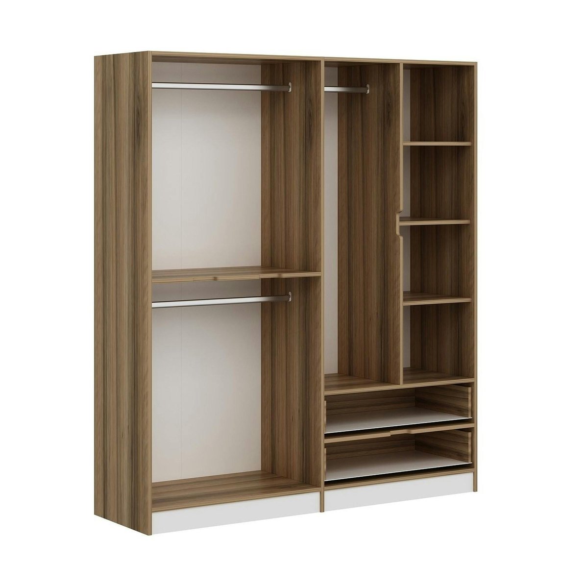Armoire penderie 6 portes, 2 tiroirs BYRON blanc, PIER IMPORT