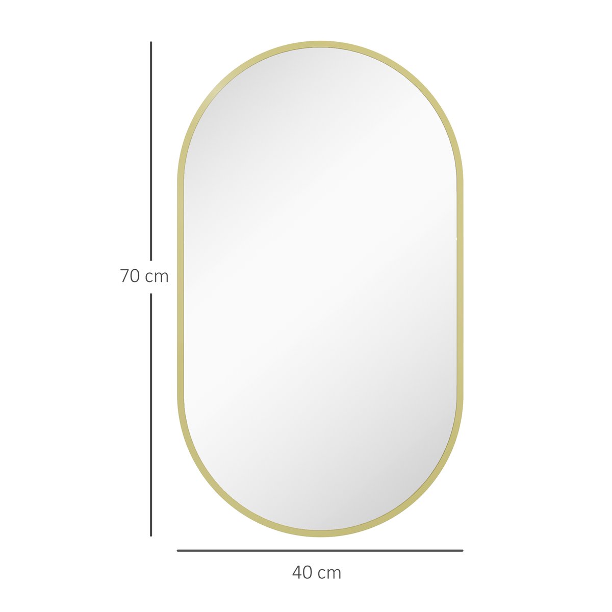 Miroir de salle de bains Alliage d'aluminium jaune, HOMCOM