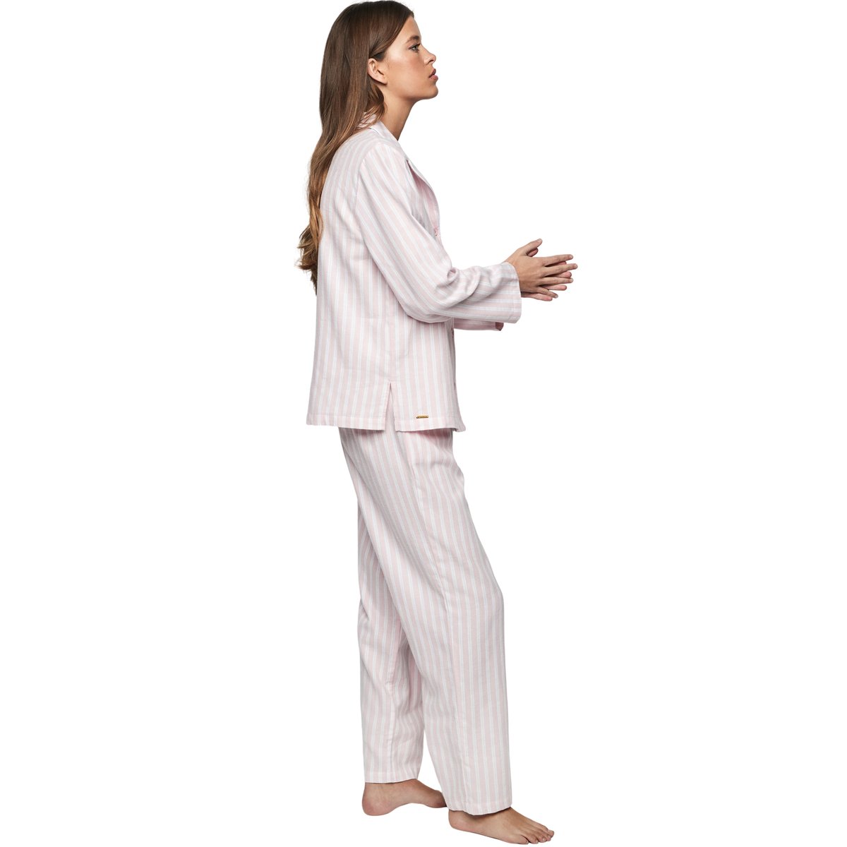 Pyjama pantalon chemise manches longues P105 OXFORD rose, SELMARK