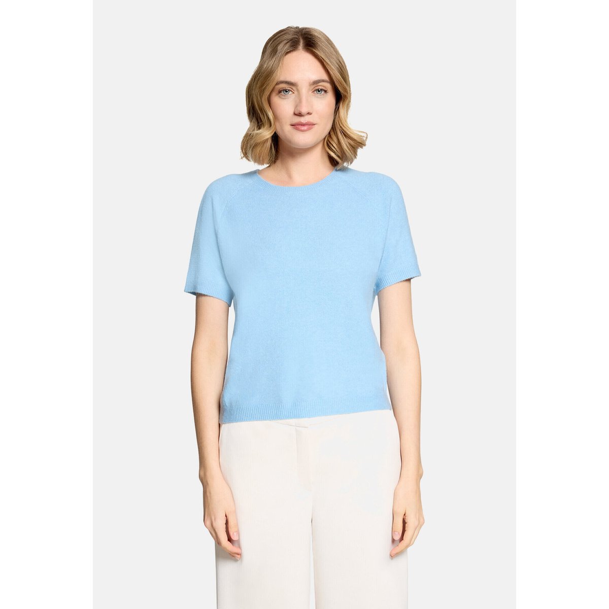 Pull-over en maille à encolure ronde soft sky, VERA MONT