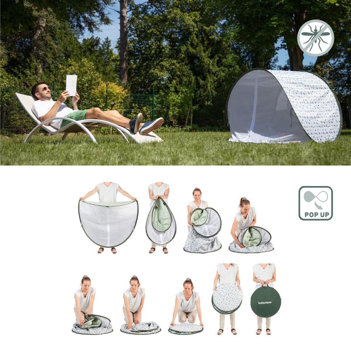 Tente anti-UV bébé haute protection vert clair, BABYMOOV