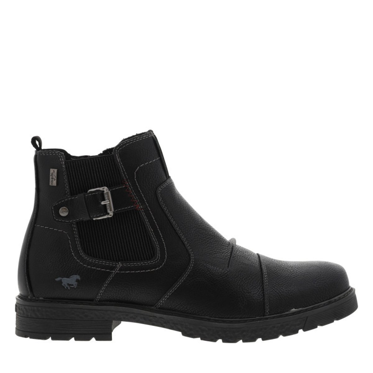 Boots noires à talon plat avec un zip et un soufflet élastiqué noires, MUSTANG