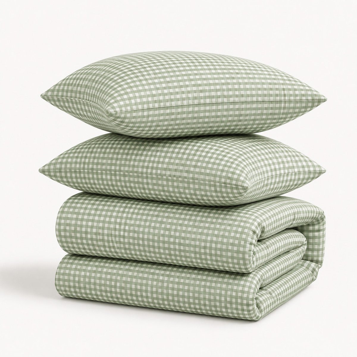 Parure + taies 65x65 coton lavé LUNAS vert céladon, FEBRONIE