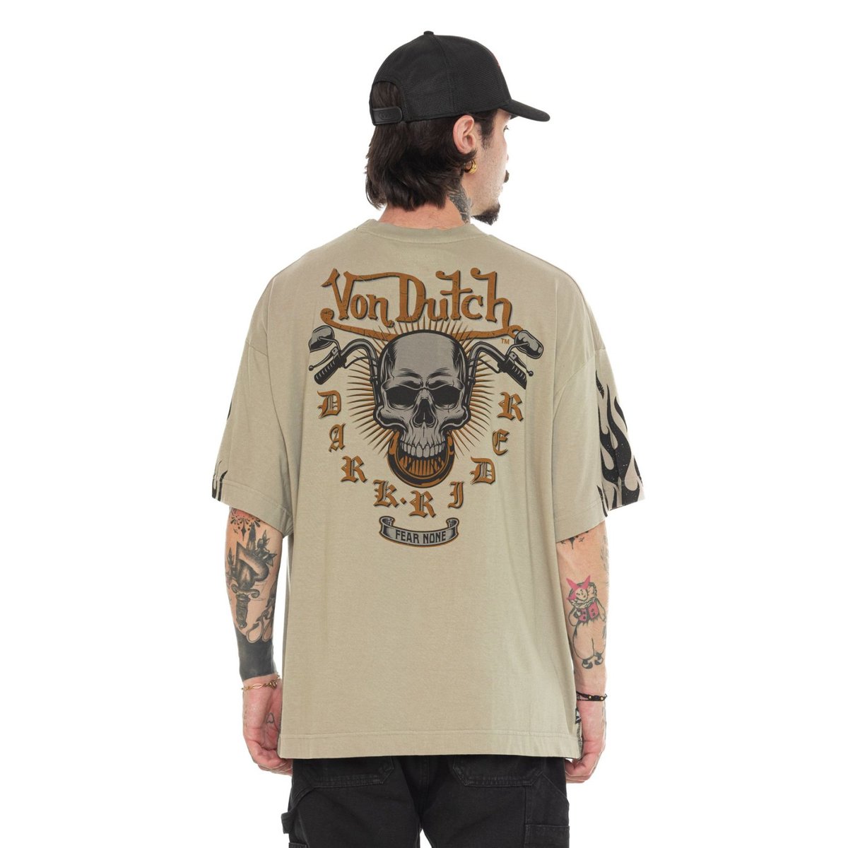 Tee shirt coton BOSTON kaki/noir, VON DUTCH