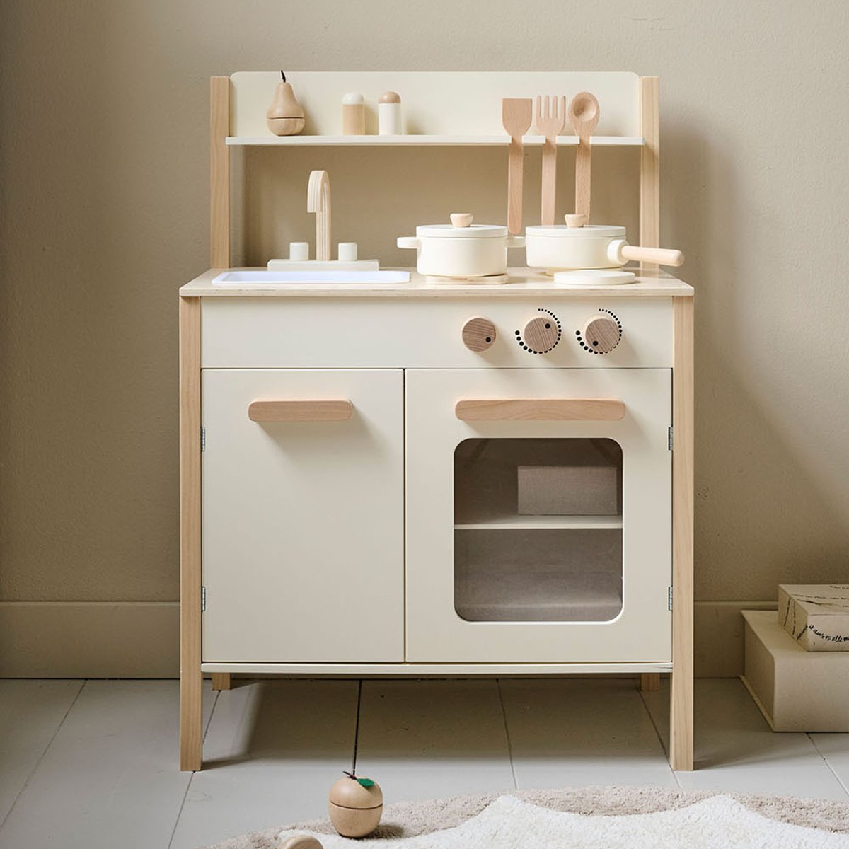 Cuisine en bois enfant CHANTILLY beige, PETITE AMELIE