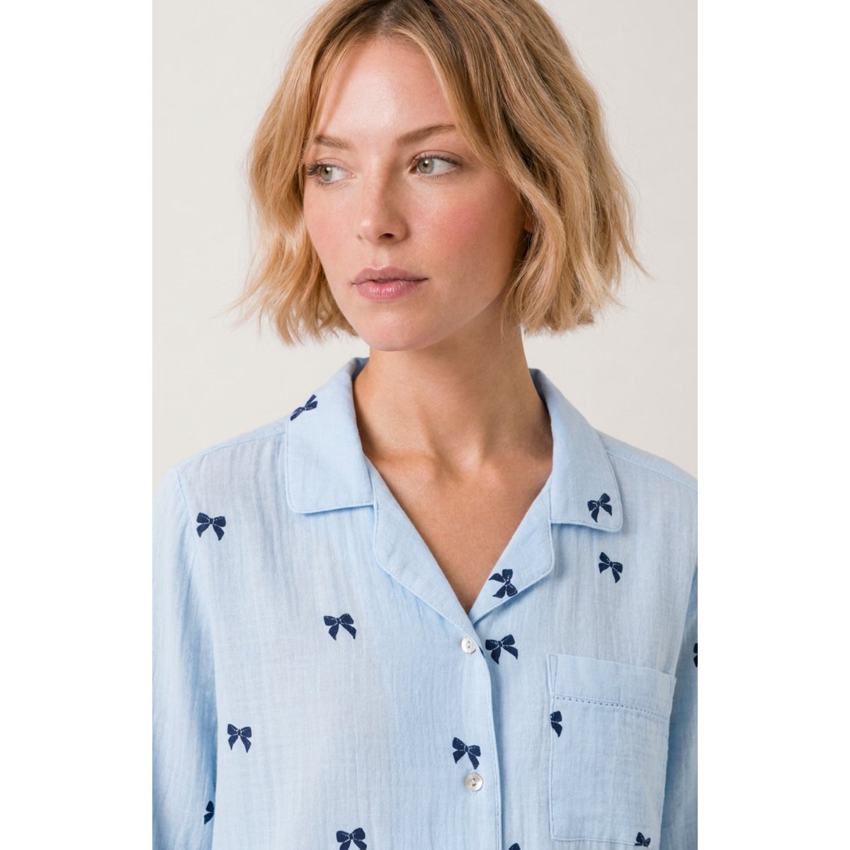Pyjama boutonné en gaze de coton imprimé Rosie ice, ARTHUR