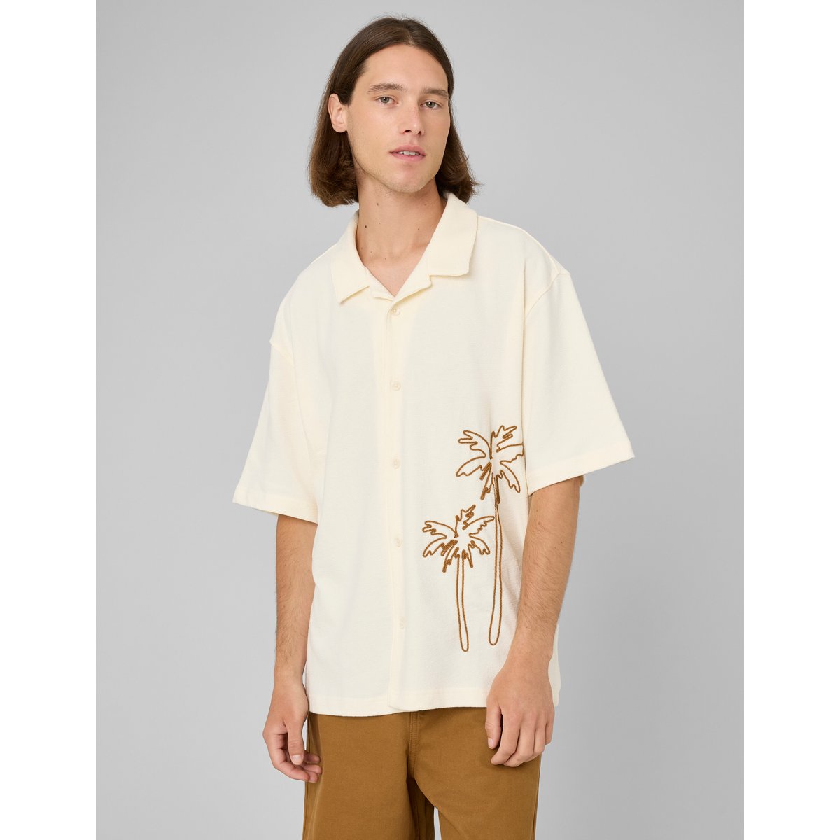 Chemise manches courtes fantaisie naturel, BZB