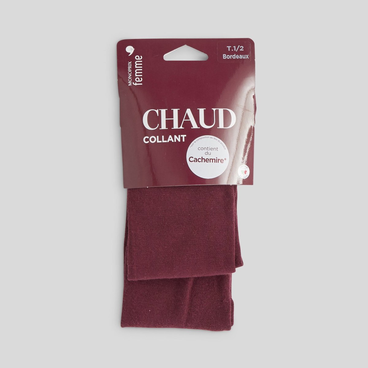 Collant contenant du cachemire CHAUD bordeaux, MONOPRIX