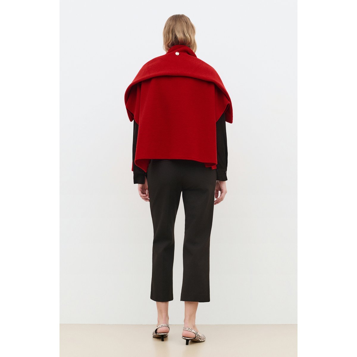 Poncho ample col montant HOLANIA rouge, CAROLL