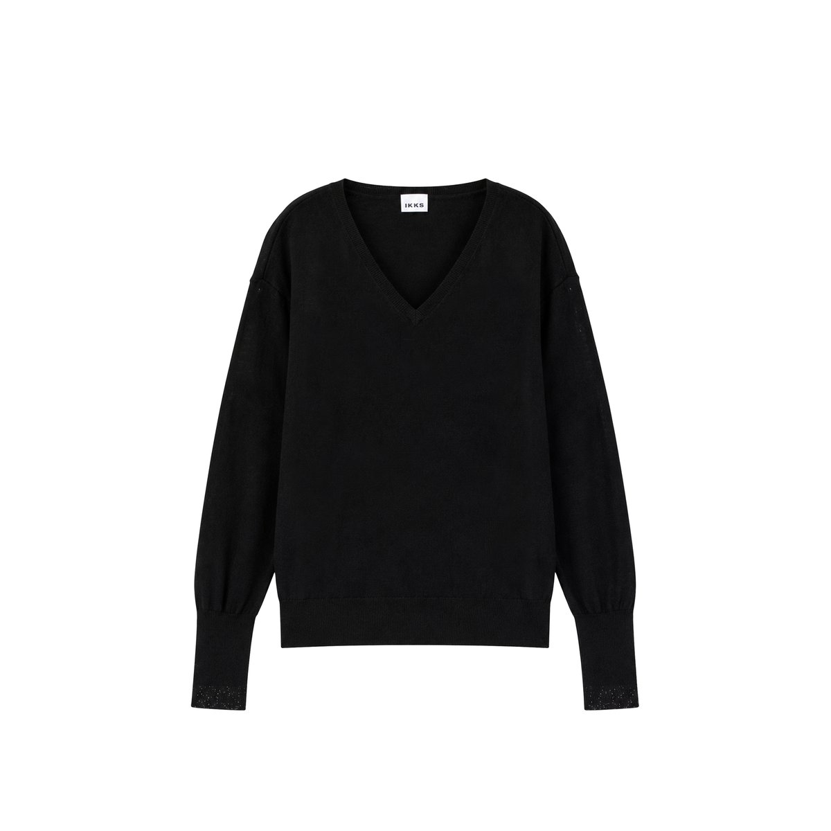 Pull encolure V 100% laine noir, IKKS