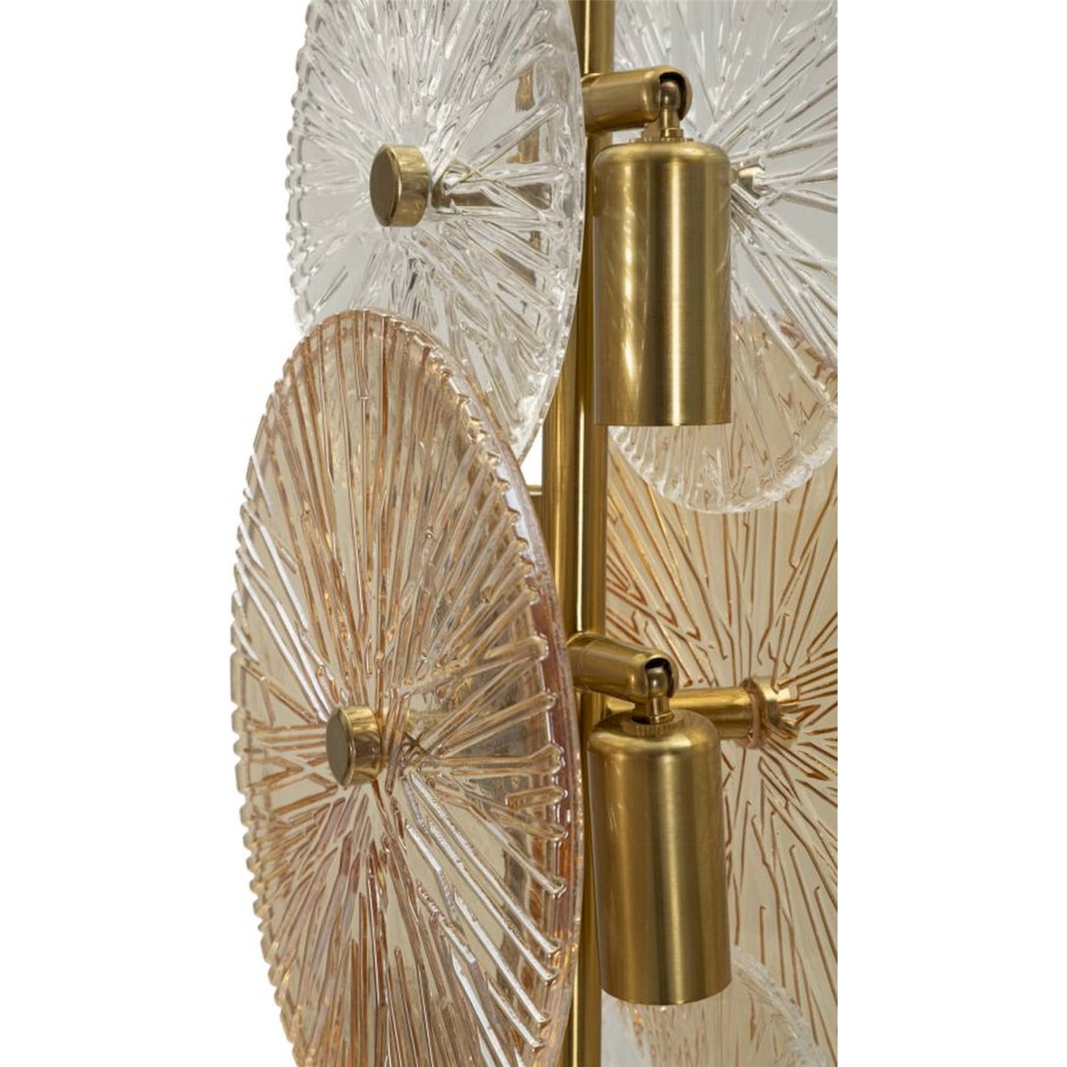 Lampe à poser en verre sculpté et fer GLAM doré brun et transparent, RECOLLECTION
