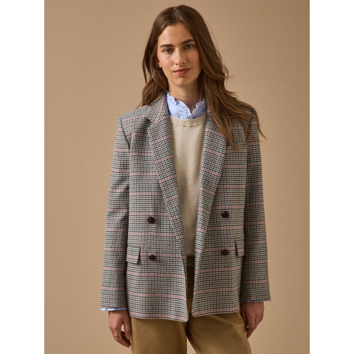 Veste blazer lainage pied-de-poule pied de poule, CYRILLUS