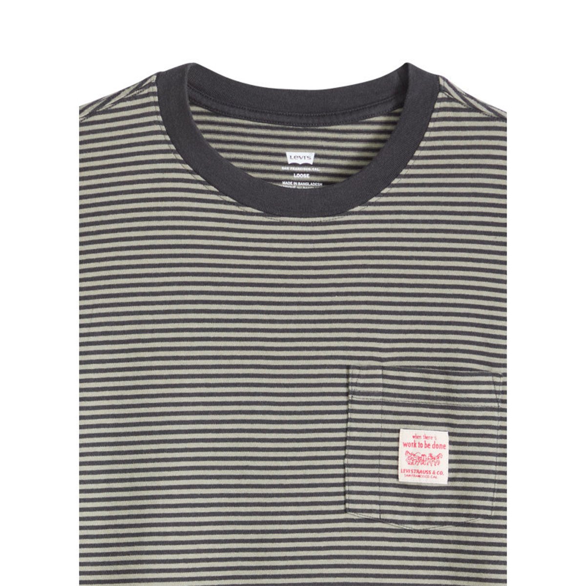 T-shirt en coton anthracite à coupe droite pourvu d'un motif à rayures gris foncé, LEVI'S