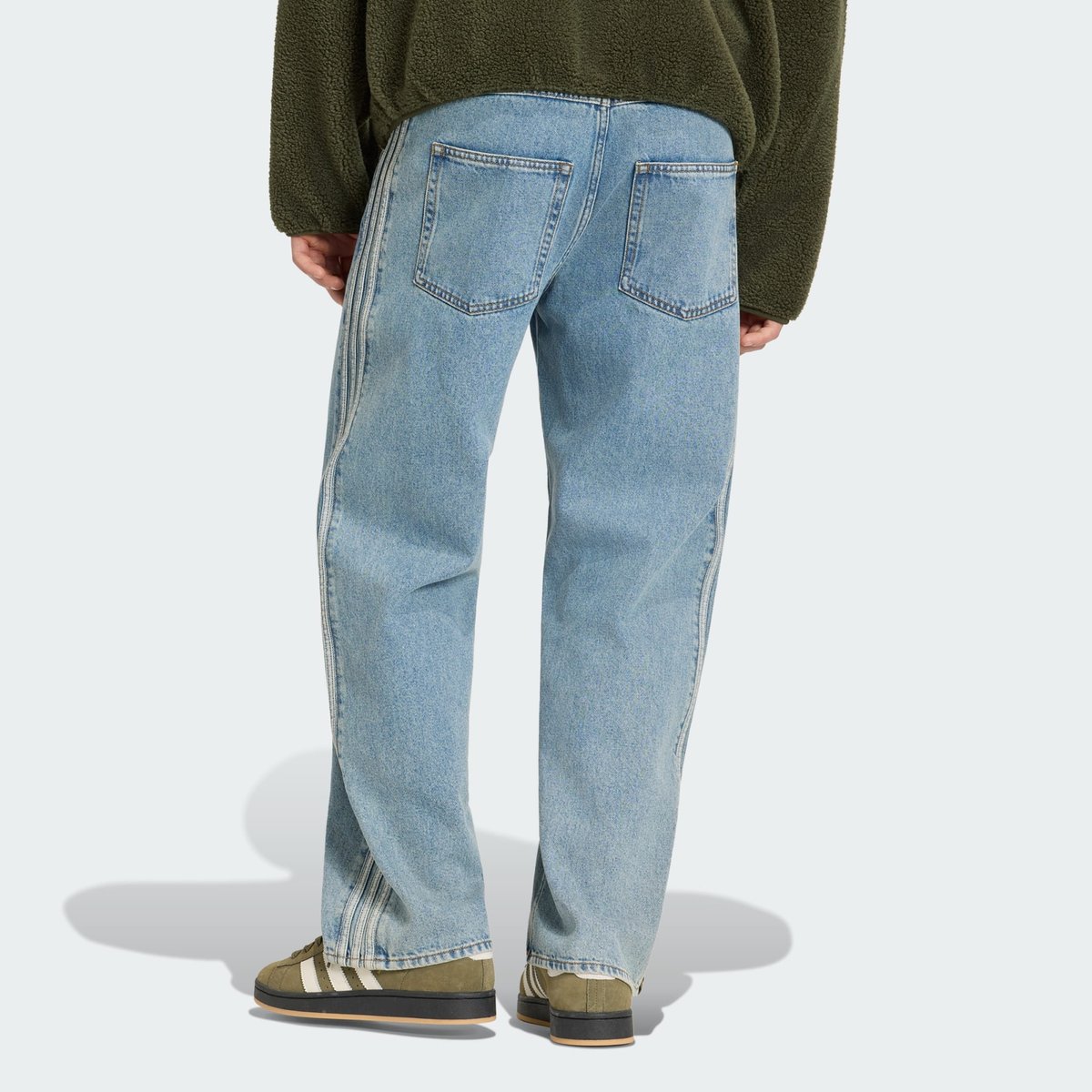 Jean Jambes Droites Taille Mi-Haute Denim Firebird Adicolor Jean Jambes Droites Taille Mi-Haute Denim Firebird Adicolor worn blue denim, adidas Originals