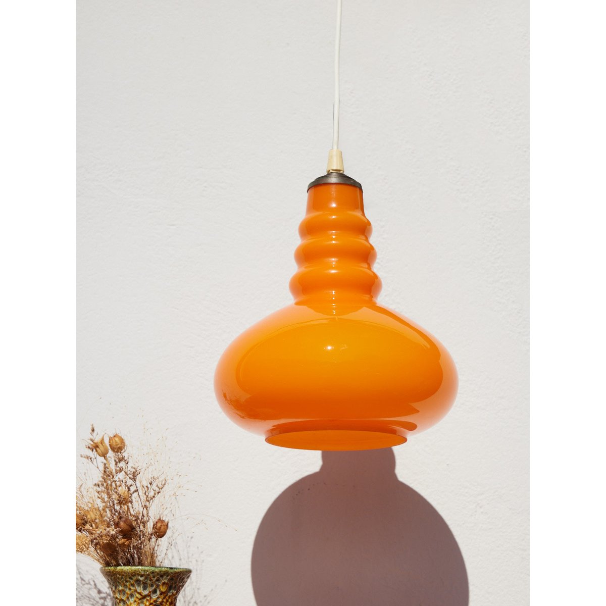 Suspension Space Age en verre Sonia N°315 - Bon état orange, DEBONGOUT