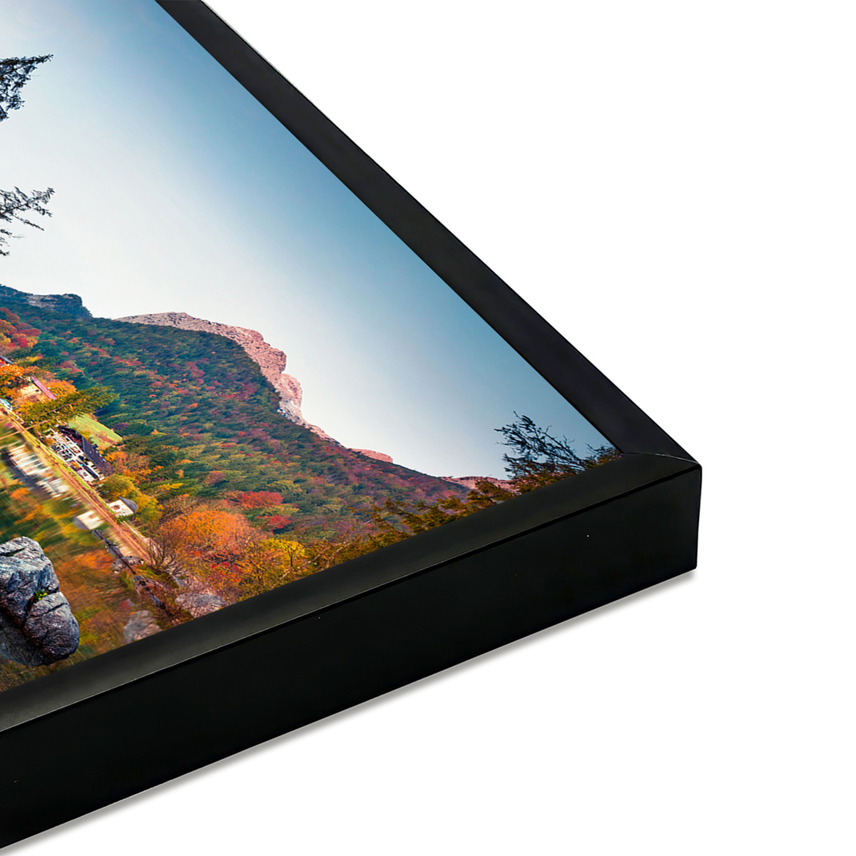 Affiche encadrée paysage de montagne affiche + cadre en métal - noir, HEXOA