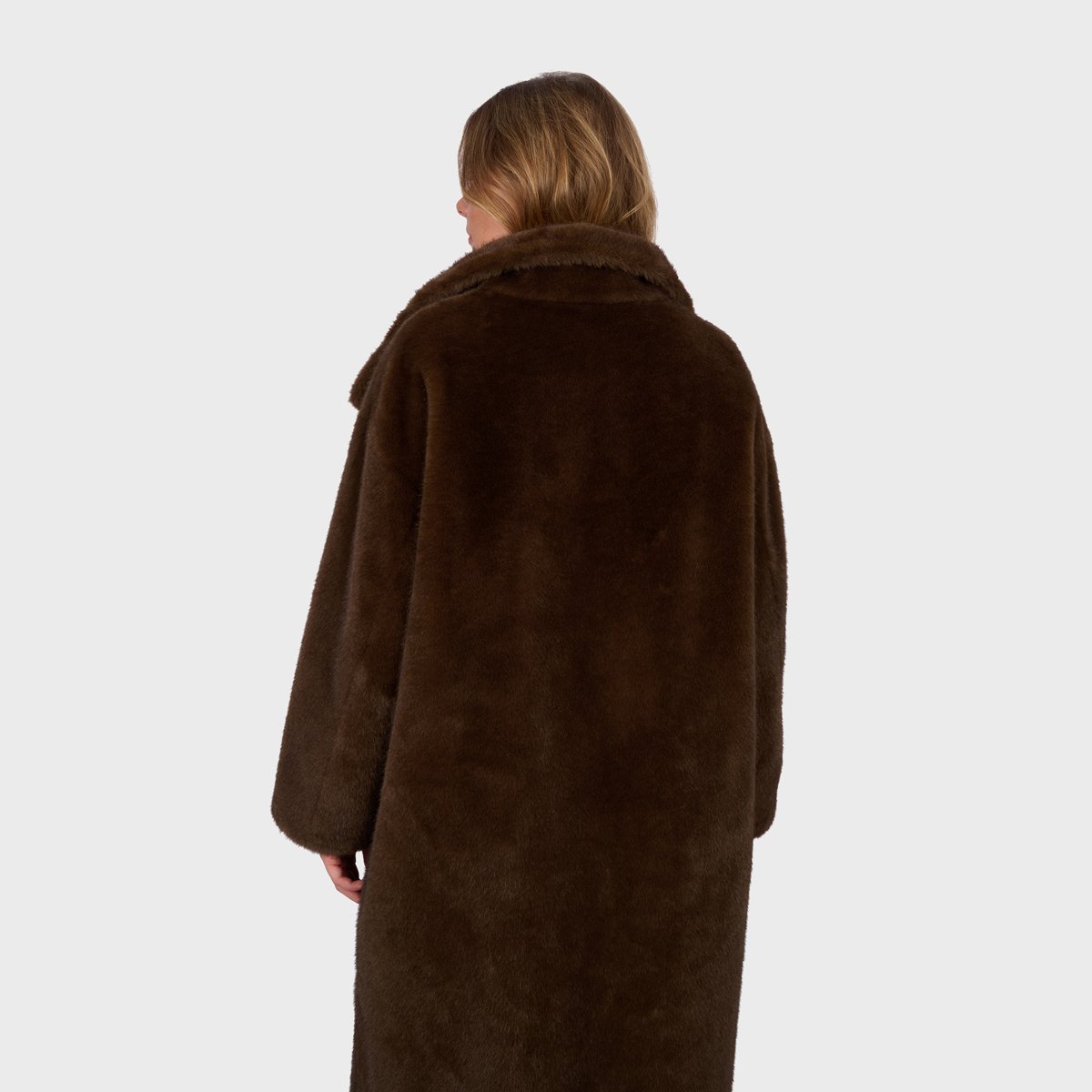 Manteau long à col montant JULIE chocolat, OAKWOOD